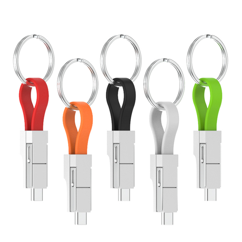 Portable Mini 3A Fast 4 in 1 Magnetic Keychain USB Charge Cable Type C with Charging And Data Function