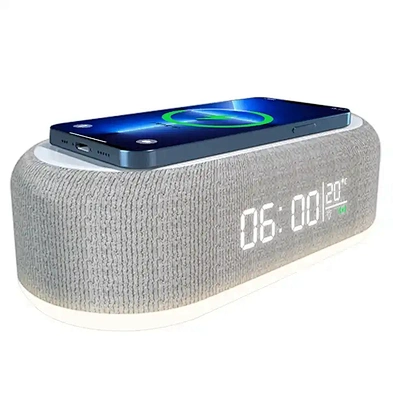 JEDI Three Gears Adjustable Night Light Bedside Desktop Alarm Clock 15W Fast Charging Wireless Charger