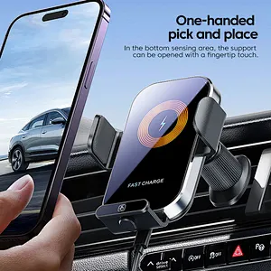 For Phone Holder With Fast 15W Magnetic for  phoneTransparent Infrared Sensor Car Wireless Charger