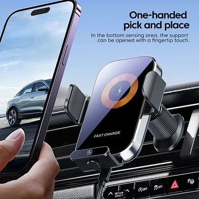For Phone Holder With Fast 15W Magnetic for  phoneTransparent Infrared Sensor Car Wireless Charger