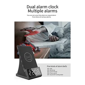 2024 new wireless charger Phone Alarm 3 In 1 Wireless Charger With Clock