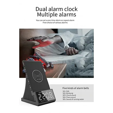 2024 new wireless charger Phone Alarm 3 In 1 Wireless Charger With Clock