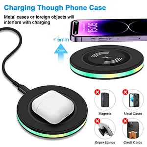2024 15W Fast Charging Wireless Charger Pad Phone Charging Station for multifunction multifunction wireless charger