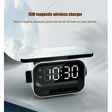 Speaker New Arrival 3 In 1 With High Quality Wholesale 15W Led Rgb Light Digital Alarm Clock Magnetic Wireless Charger