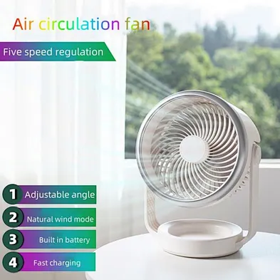 Portable Air Circulation Desk Fan Adjustable Wall Mounted Rechargeable Small Fan for Bedroom Kitchen Office Outdoor Camping