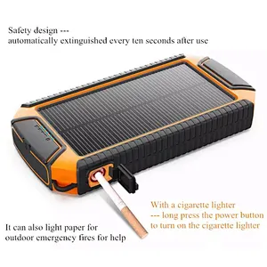 Cigarette Lighter 20000 mAh waterproof solor Wireless charger solar power bank for cell phone