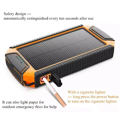 Cigarette Lighter 20000 mAh waterproof solor Wireless charger solar power bank for cell phone