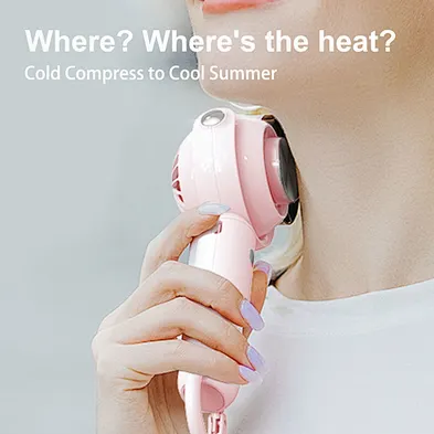 2024 SUMMER Hot Selling Hand-held Cold Compress Refrigeration Fan with Buckle Portable USB Rechargeable MINI CUTE FAN
