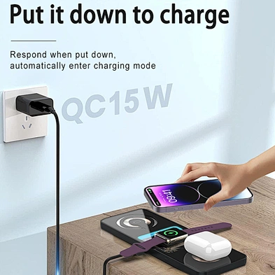 Trending Products 15W Fast Charging Dock Transparent 3 In 1 Wireless Charger With OEM Service H8