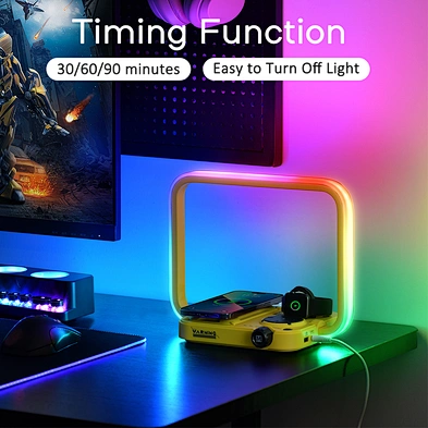 2024 multifunction wireless charger Led Ambient Night Light With Wireless Charger Rgb