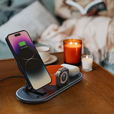 2024 Latest Design QI2 3 in 1 Foldable Magnetic Wireless Charger Stand for phonemultifunction fast charger