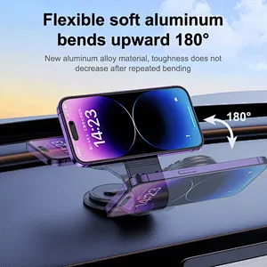 2024 New 180 Degree Bending Universal Aluminum Magnetic  15W Car Dashboard Wireless Cell Phone Holder for phone15 Tesla Screen