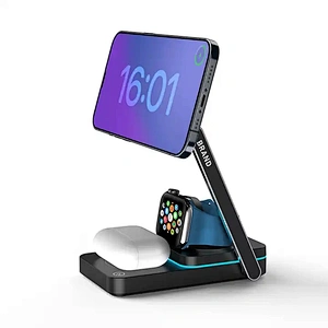 JEDI New Arrival 3in1 Foldable Magnetic Charge Station 15w Qi Three Fold Phone Wireless Charger Customized