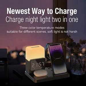 6 In 1 Wireless Charger Stand Alarm Clock With Charger