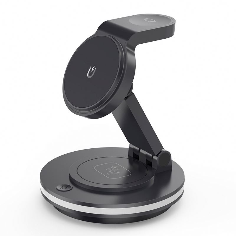 High quality Magnetic fast charging 3 In 1 multifunction for phone watch wireless charger with RGB night lamp