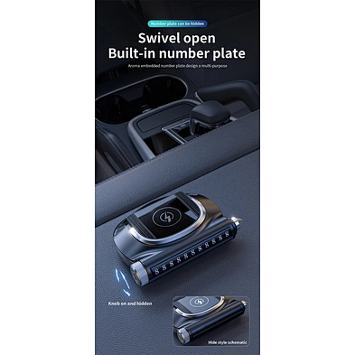 Car mounted aromatherapy R100 new folding wireless charging invisible parking tag safety hammer car bracket