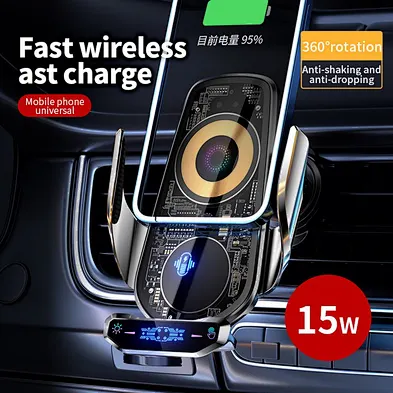 2024 Hot Sale Products Universal High Grade Transparent Cellphone Holders Chargers Car Mobile Phone Wireless Charger Holder