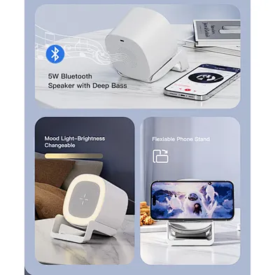 Hot Sale Led Table Light 15W Multifunction Wireless Charger Pad Stand With Speaker