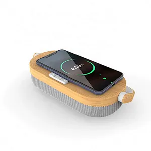 JEDI Phone Qi Charging Fast Bamboo Wooden 15W  Pad Lamp Table Mobile Phone  Led Bedside Wood Wireless Charger With Music Speaker