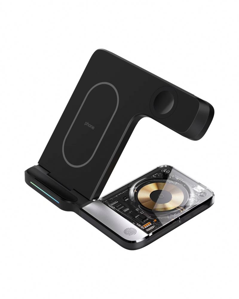 2024 aluminum alloy wireless charger high quality  Magnetic Fast 15W Portable Foldable 3 In 1 Wireless Charger