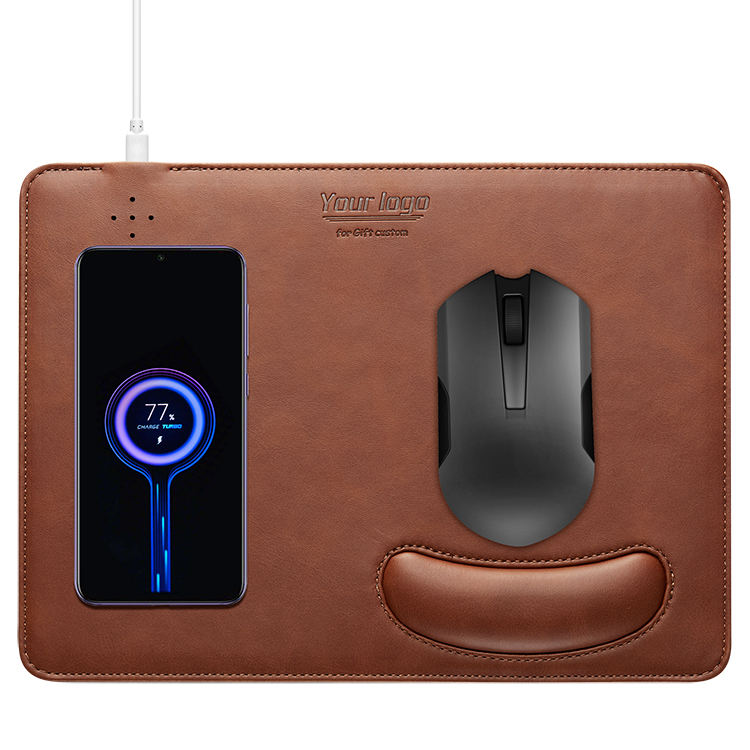 Customized Support Multifunctional Mouse Pad Wireless Charger Pu Leather Wireless Charger mousepad  Fast Charger CO217