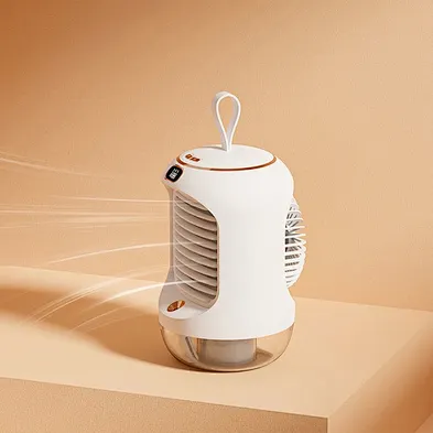 2022 New Digital Display Cooler Rotating Humidifier Fan CO244 Warm Light Ambient Light Automatic Swing Head Fan