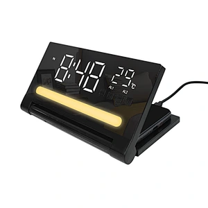 3 in 1 wireless charger alarm clock with led light
