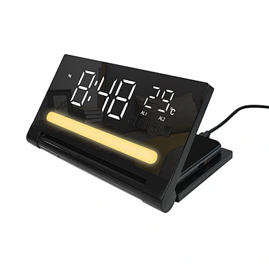 3 in 1 wireless charger alarm clock with led light
