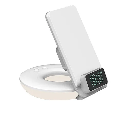 2024 NEW design Beside Table Led Night Alarm Clock 3 In 1 Foldable Wireless Charger With Light wireless charger