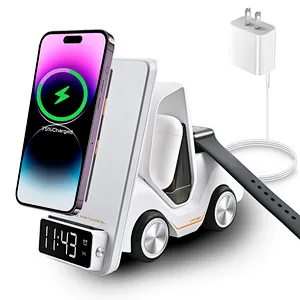 6 in 1 forklift charger  car shape alarm clock wireless charger car shaped multifunction wireless charger
