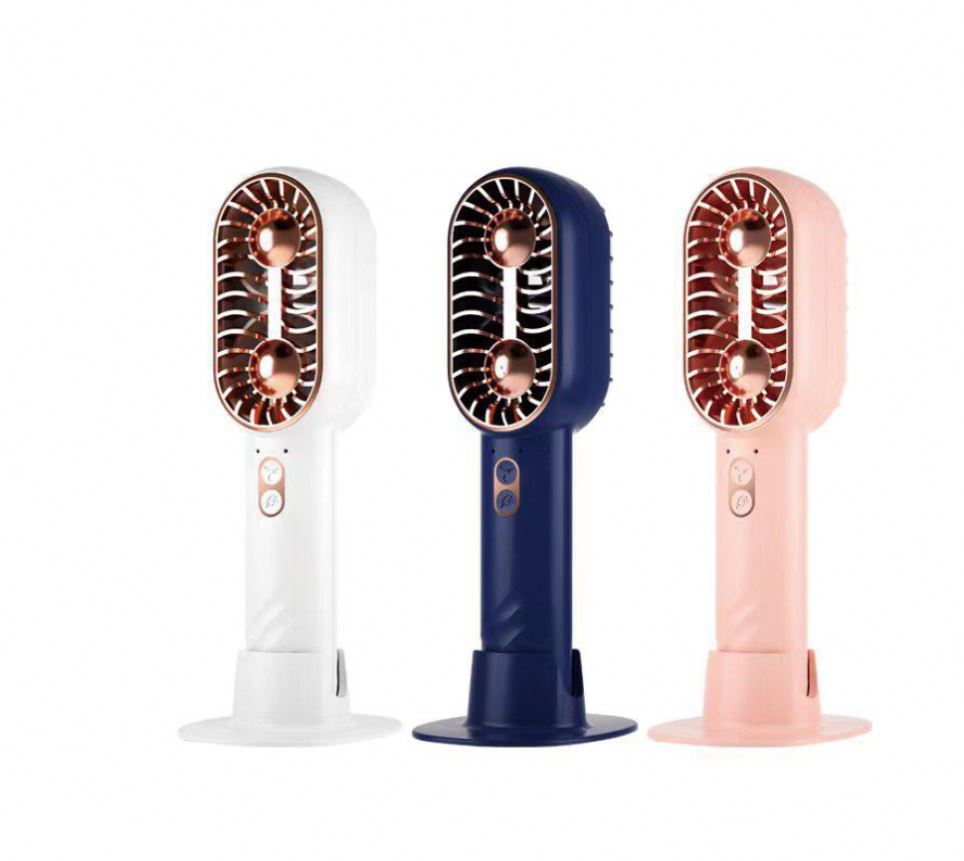 customized New Unique Design Double Blade Fan 2024 Mini Handheld Turbo Fan Summer Student Gift Rechargeable Fan