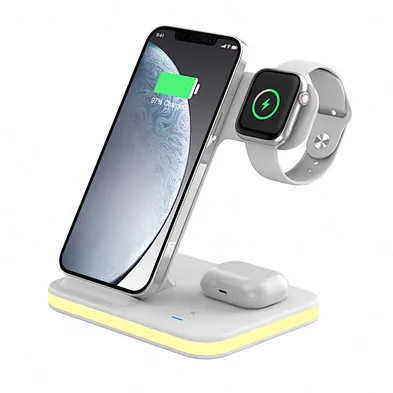 JEDI QI Fast Charge 4 in 1 Station 15W Charging Dock Stand Wireless Phone Charger 2023 With Desk Lamp
