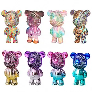 Mini phone Colorful Violent Bear Fan Usb Portable Rechargeable Hand Held Portable Electroplating Gradient Bear Fans
