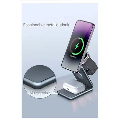 Best Sell Travel Fast 3 In 1 Folding Magnetic Aluminum Alloy Wireless Charger Charging