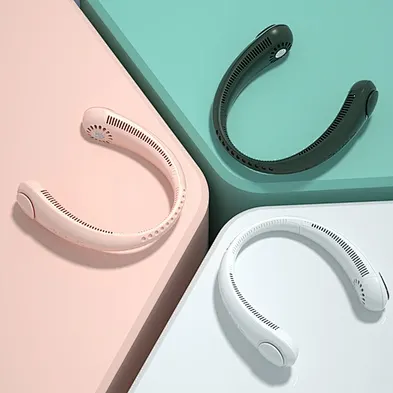Portable Bladeless lazy mute mini USB Rechargeable new leafless Sports Fan Storage Three-speed Wind for Summer hanging neck fan