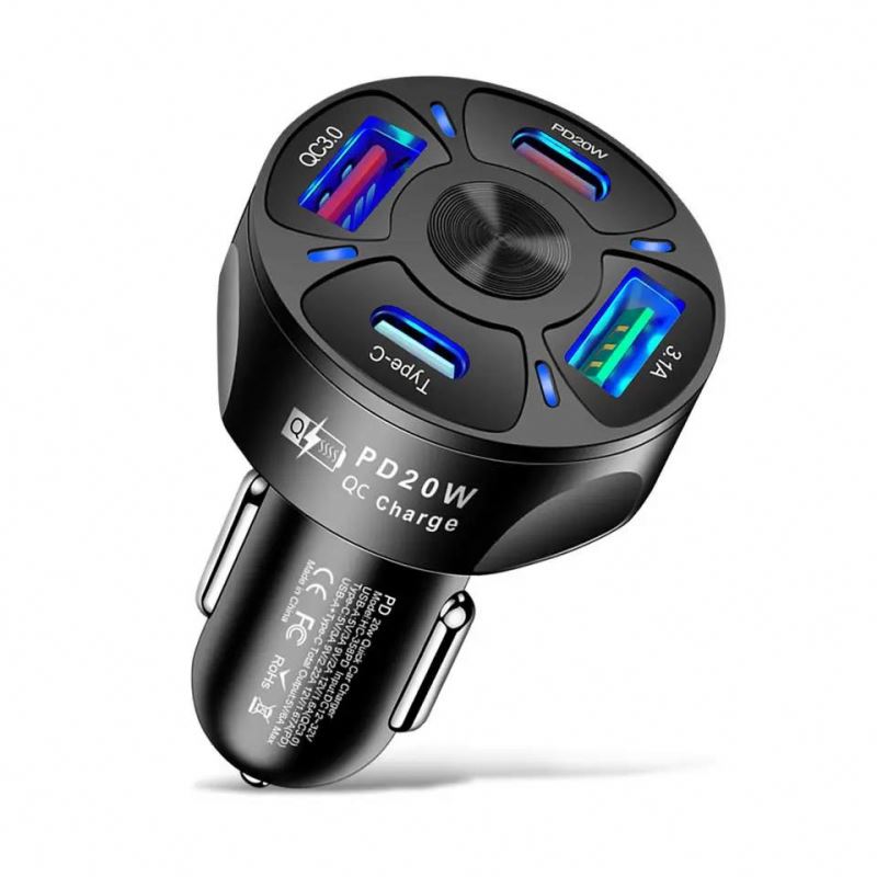2024 hot sale high quality Retractable In 1 C Fast 4 Usb Car Charger