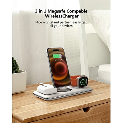 Fast 3 In 1Folding Magnetic 15W Stand Foldable Multifunction High Quality Charging Hot Selling Wireless Charger