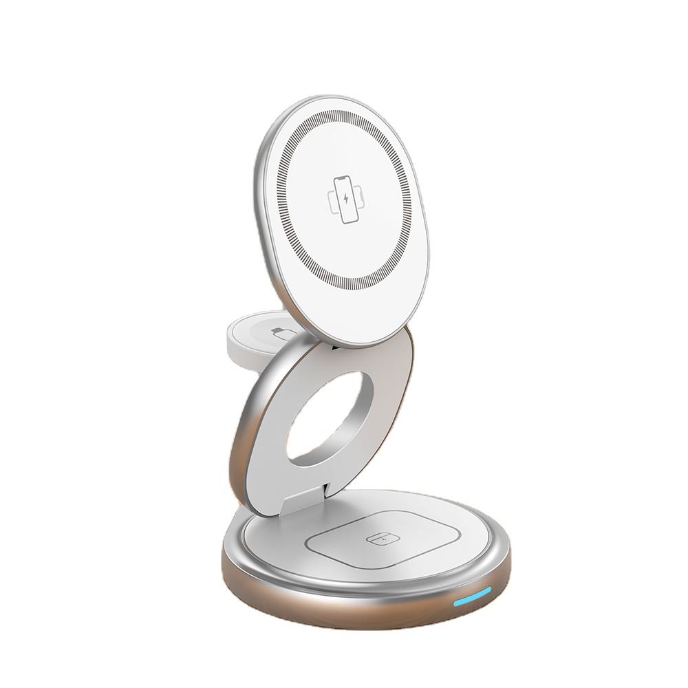 Foldable 3 In 1 15W Magnetic Fast Charging Custom  Wireless Charger vertical charging are very convenient