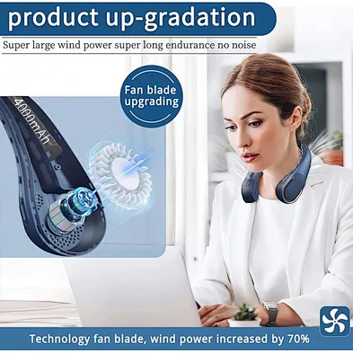 Wholesale 2023 Hot Sale Portable Bladeless Fan 4000mAh Portable Rechargeable Usb Sport Outdoor Wearable Neck Fan