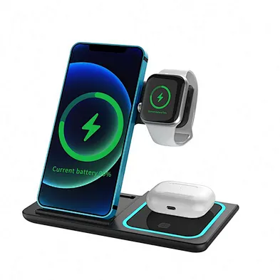 3 in 1 15W Fast Wireless Charger 3 in 1 Wireless Charging Stand Foldable Portable Wireless Charger