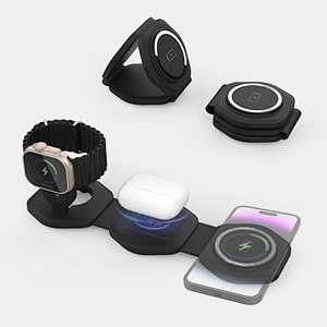 Qi Fast Chargers Portable 3 In 1 Magnetic Foldable Wireless Charger Pad For Iphone For Airpods
