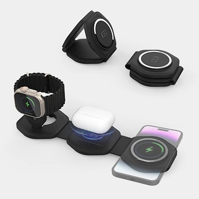 Qi Fast Chargers Portable 3 In 1 Magnetic Foldable Wireless Charger Pad For Iphone For Airpods