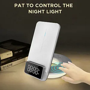 2024 NEW design Beside Table Led Night Alarm Clock 3 In 1 Foldable Wireless Charger With Light wireless charger