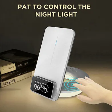 2024 NEW design Beside Table Led Night Alarm Clock 3 In 1 Foldable Wireless Charger With Light wireless charger