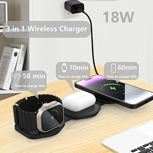 Qi Fast Chargers Portable 3 In 1 Magnetic Foldable Wireless Charger Pad For Iphone For Airpods