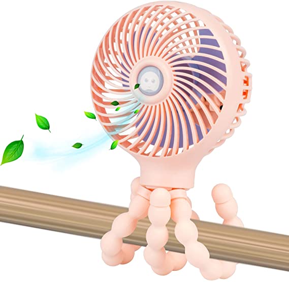 2021 Handheld Baby Stroller Fan with Flexible Tripod USB Portable Clip-on Desk Fan for Camping Car Seat Crib Bike Treadmill Gym
