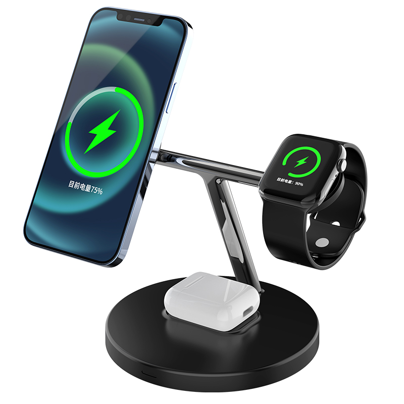 15W Multi-function mobile phone headset watch charger wireless charging mobile phone bracket portable quick charging  3 in1
