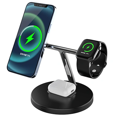 15W Multi-function mobile phone headset watch charger wireless charging mobile phone bracket portable quick charging  3 in1