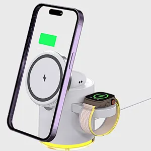 2024 high quality Large For Led New Arrived 4 in 1 Foldable Cube Wireless Charger 15W Fast Charging