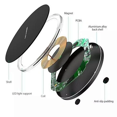 Super slim portable 10W round wireless charger for phone charging -HL4966